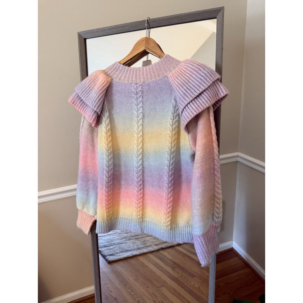 THML Women's Thick Knit Pastel Watercolor Sweater Large - Picture 6 of 6